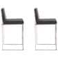 Lumisource Fuji High Back Counter Stool with Black Faux Leather Cushion in Stainless Steel (Set of 2), , large