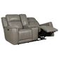 Bassett Leather Power Reclining Console Loveseat with Power Headrest and Lumbar in Light Gray, , large