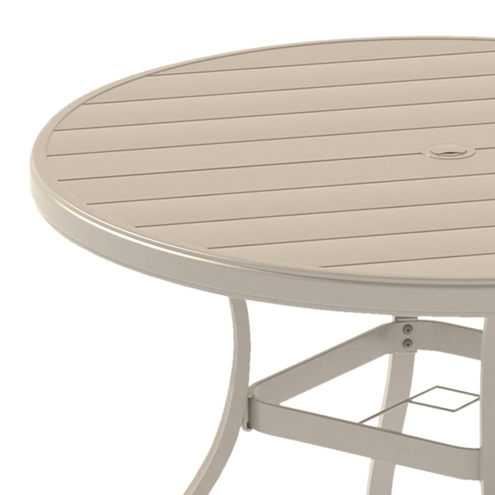 Hearth and Haven Outdoor 53" Round Dining Table with Umbrella Hole in Sandstone - Table Only, , large