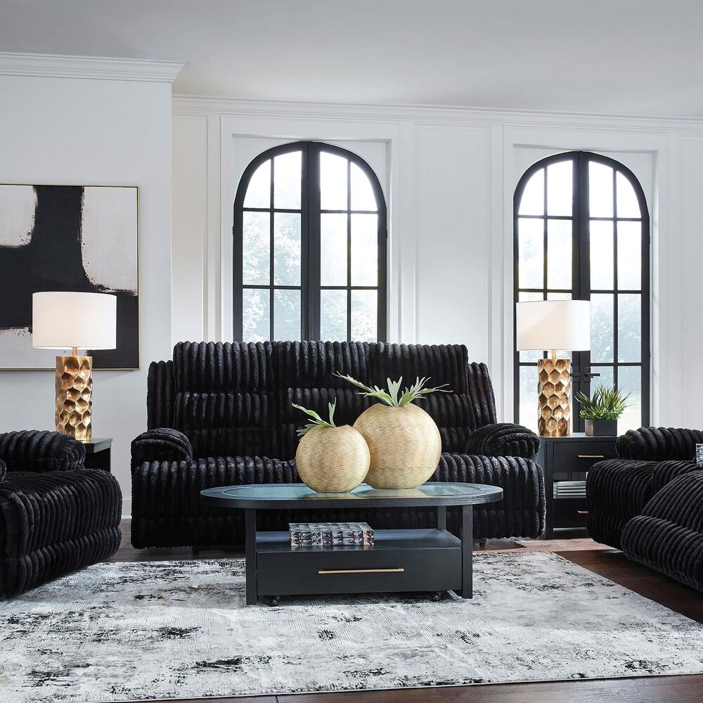 Ashley Rhines Falls Power Reclining Sofa in Onyx, , large