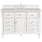 James Martin Vanities Lorelai 48" Single Vanity in Bright White with 3 cm Victorian Silver Quartz Top, , large