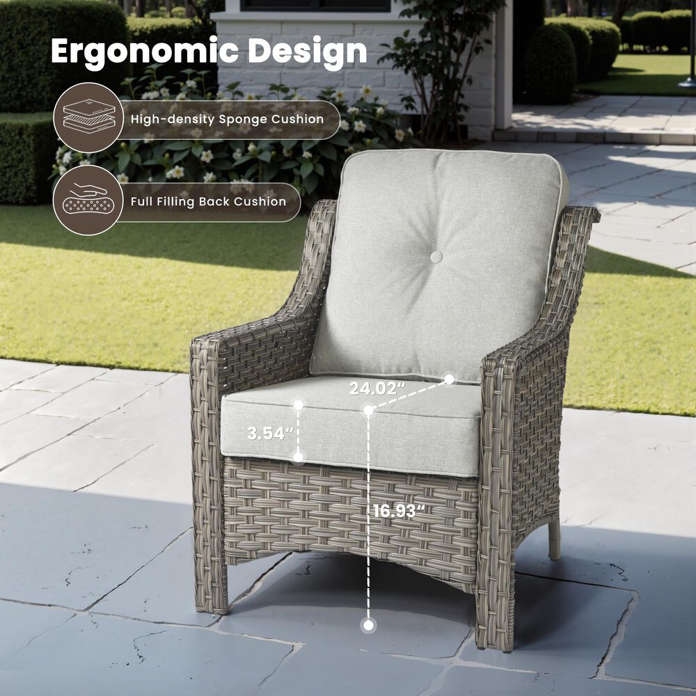 HOMLUX Outdoor Arm Chair in Gray (Set of 2), , large