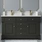 James Martin Vanities Brookfield 60" Double Bathroom Vanity in Black Onyx with Single Hole 3 cm White Zeus Quartz Top and Rectangular Sinks, , large