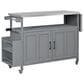 Hearth and Haven Outdoor Kitchen Island Cart with Adjustable Shelves and Stainless Steel Top in Gray, , large