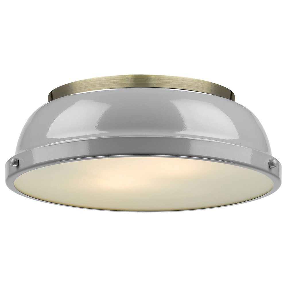 Golden Lighting Duncan Flush Mount in Aged Brass and Glossy Gray, , large