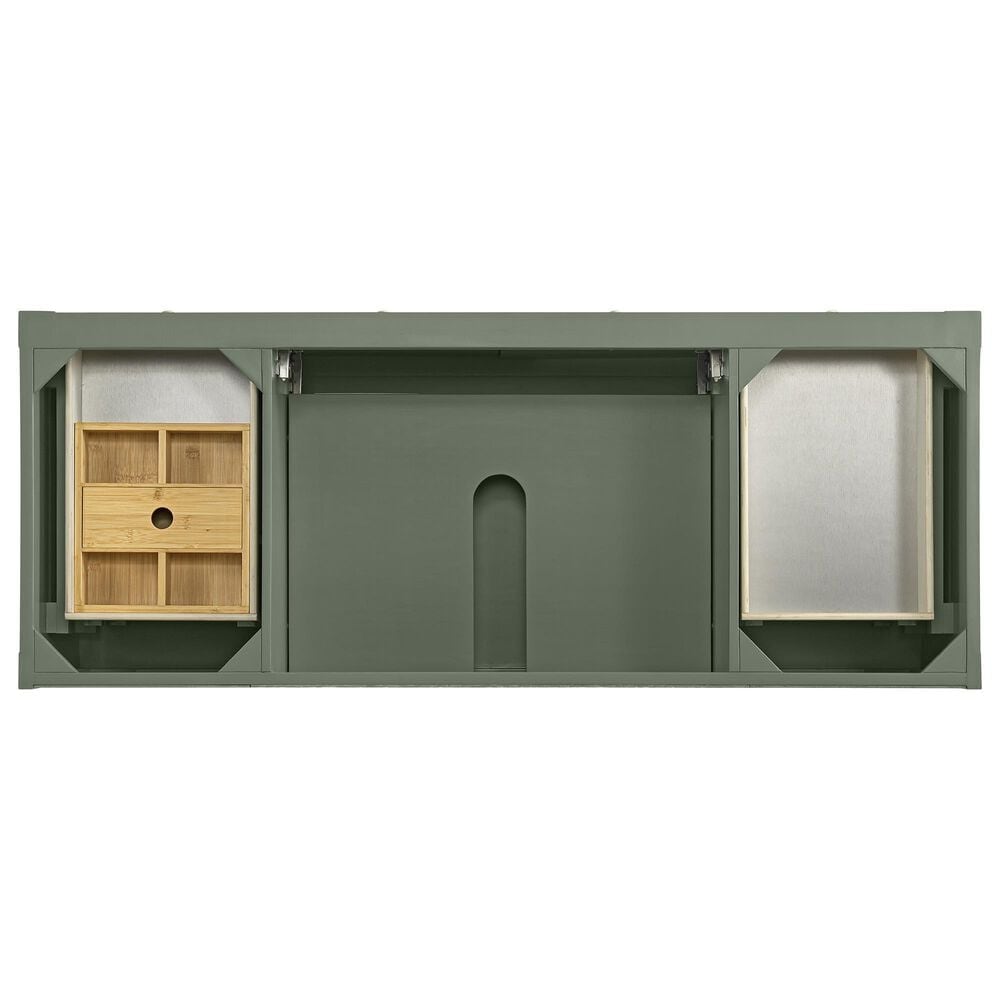James Martin Vanities Breckenridge 60&quot; Single Bathroom Vanity in Smokey Celadon with Single Hole 3 cm White Zeus Quartz Top and Rectangular Sink, , large