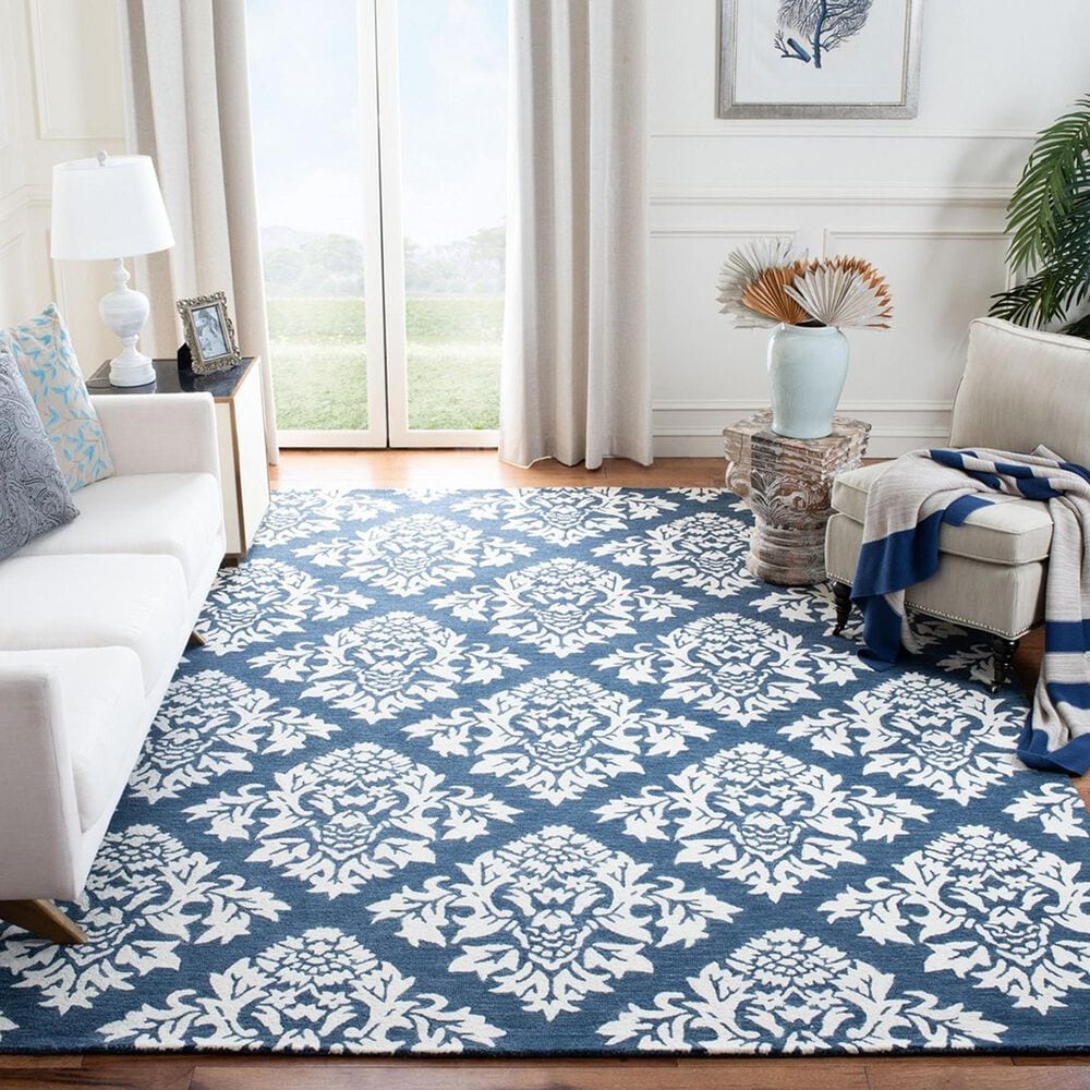 Safavieh Micro-Loop MLP221M 8&#39; x 10&#39; Blue and Ivory Area Rug, , large