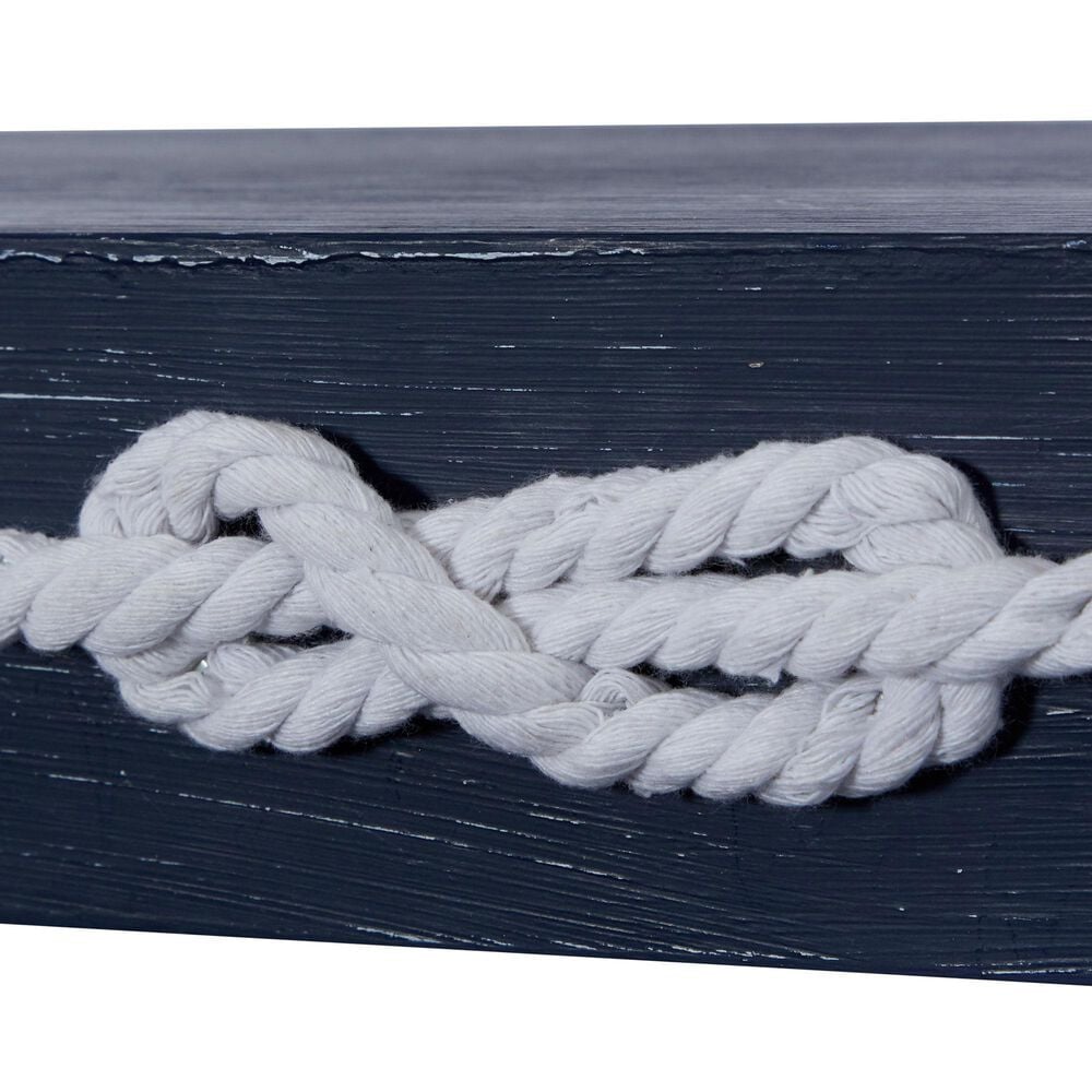 Maple and Jade 3-Piece Wall Shelf with Knotted Rope in Dark Blue and White, , large