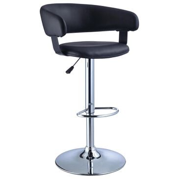 Linden Boulevard Barrel Back Adjustable Barstool in Black, , large