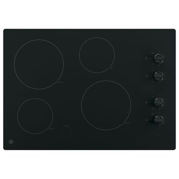 GE Appliances GE 30" Built-In Electric Cooktop with Knob Control in Black JP3030DWBB, , large