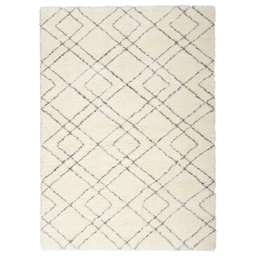 Nourison Dreamy Shag Geometric 5"3" x 7"3" Ivory Area Rug, , large