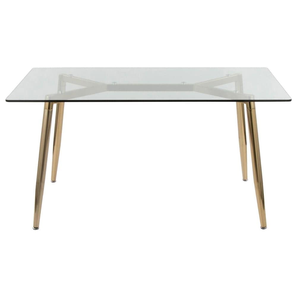 LumiSource Clara Dining Table in Gold and Clear - Table Only, , large