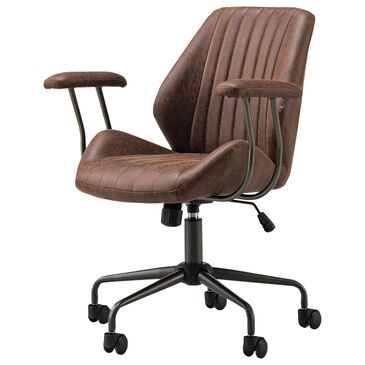 HOMLUX Mid Back Ergonomic Office Chair with Suede Leather in Dark Brown, , large