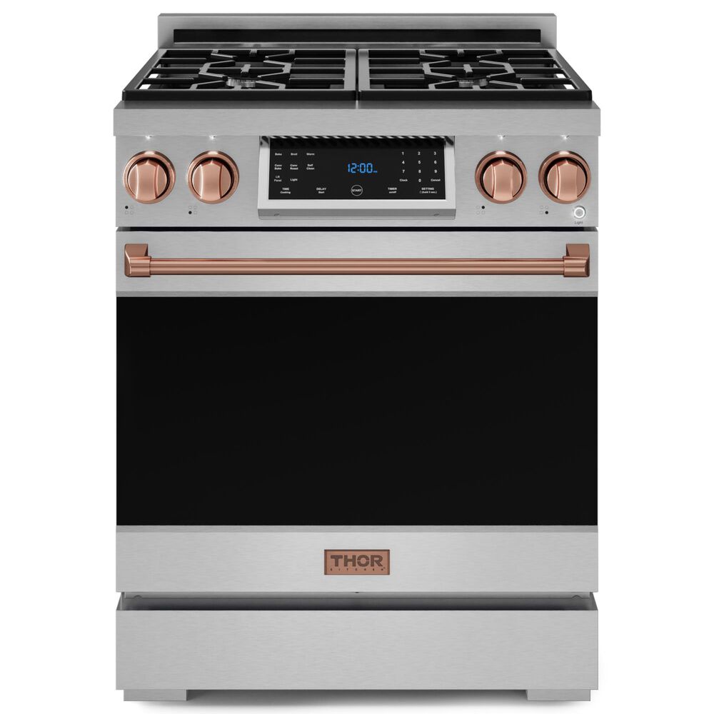 Thor Kitchen Gordon Ramsay 4.55 Cu. Ft. 30" Professional Natural Gas Range with Rose Gold Handle Kit in Stainless Steel, , large