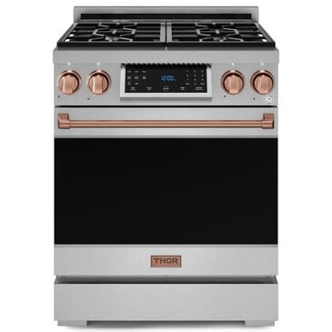 Thor Kitchen Gordon Ramsay 4.55 Cu. Ft. 30" Professional Natural Gas Range with Rose Gold Handle Kit in Stainless Steel, , large