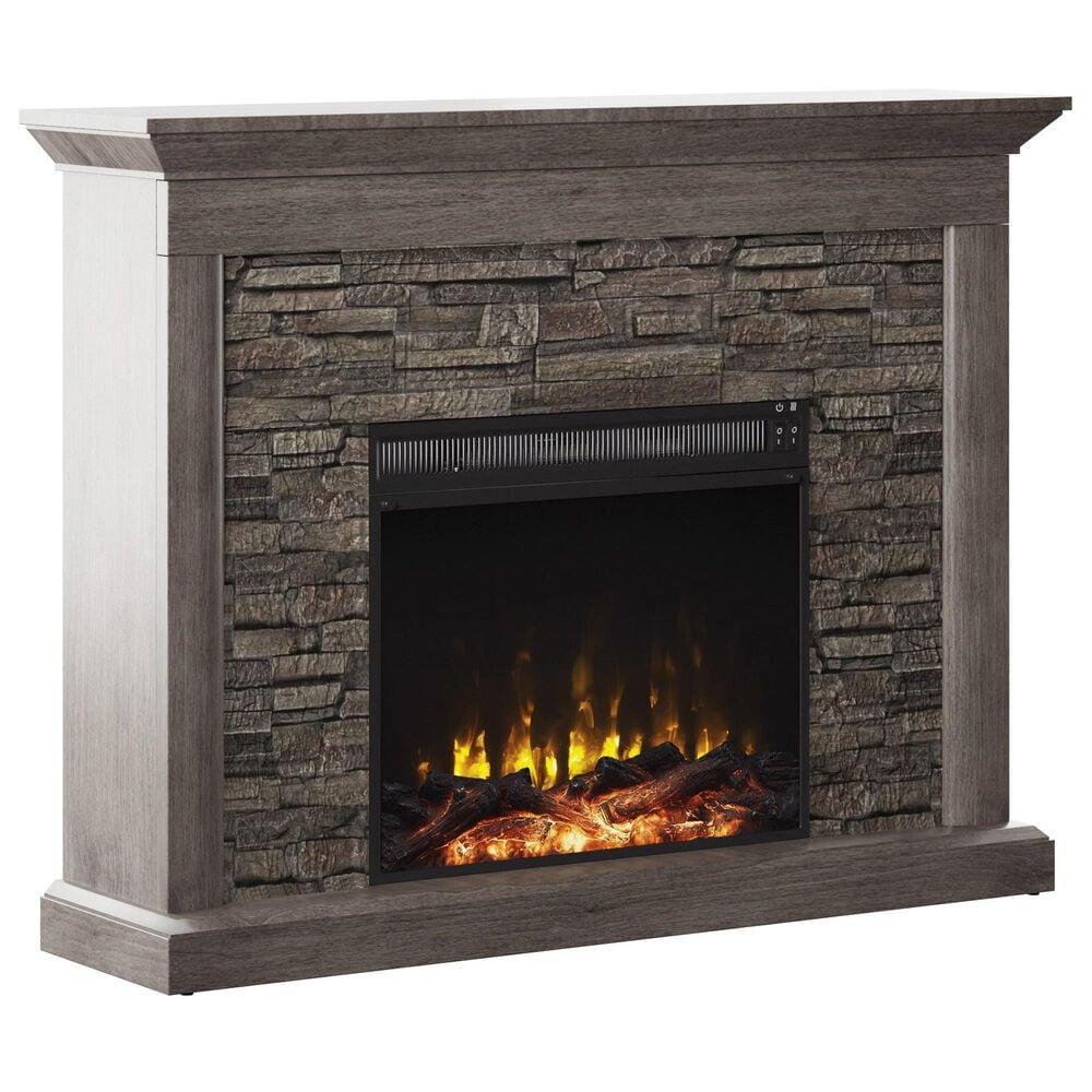 Classic Flame 48" Stacked Stone Wall Mantel with Electric Fireplace in Gray, , large