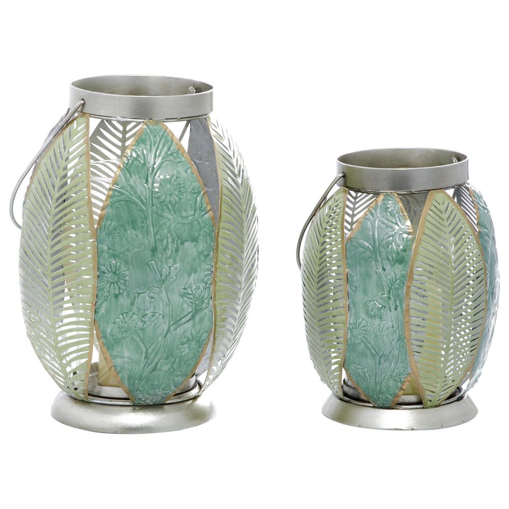 Maple and Jade Metal Lantern in Green (Set of 2), , large