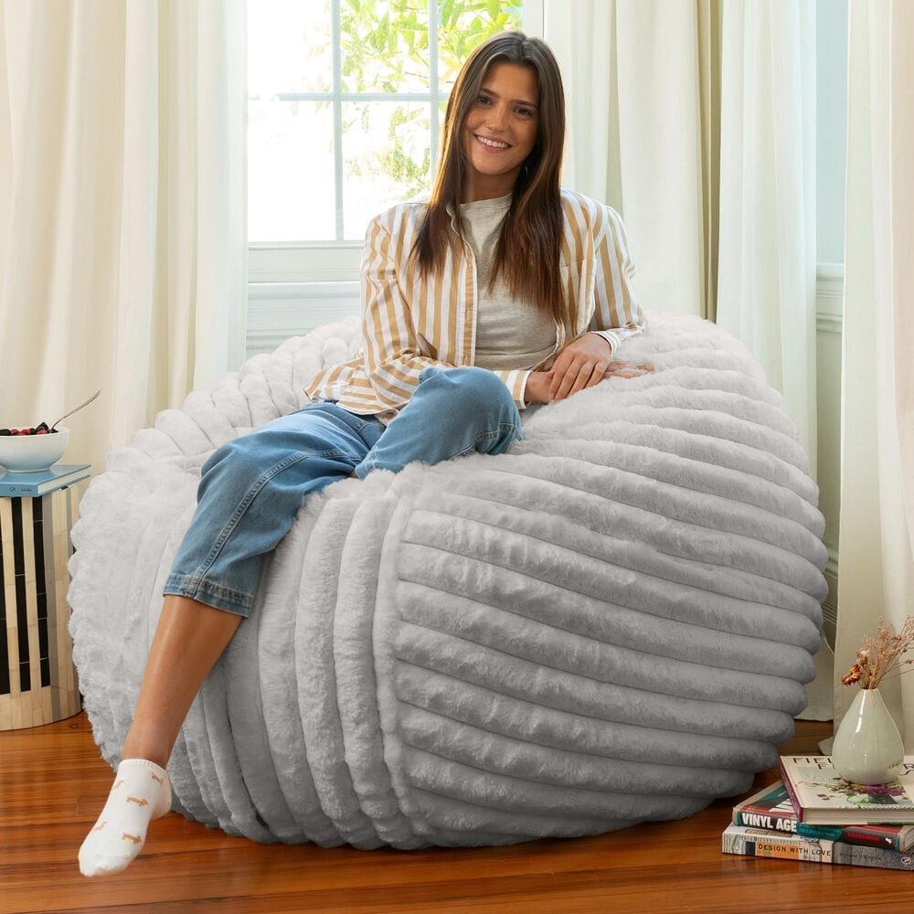 Jaxx Saxx 4&#39; Plush Bean Bag Chair in Grey, , large