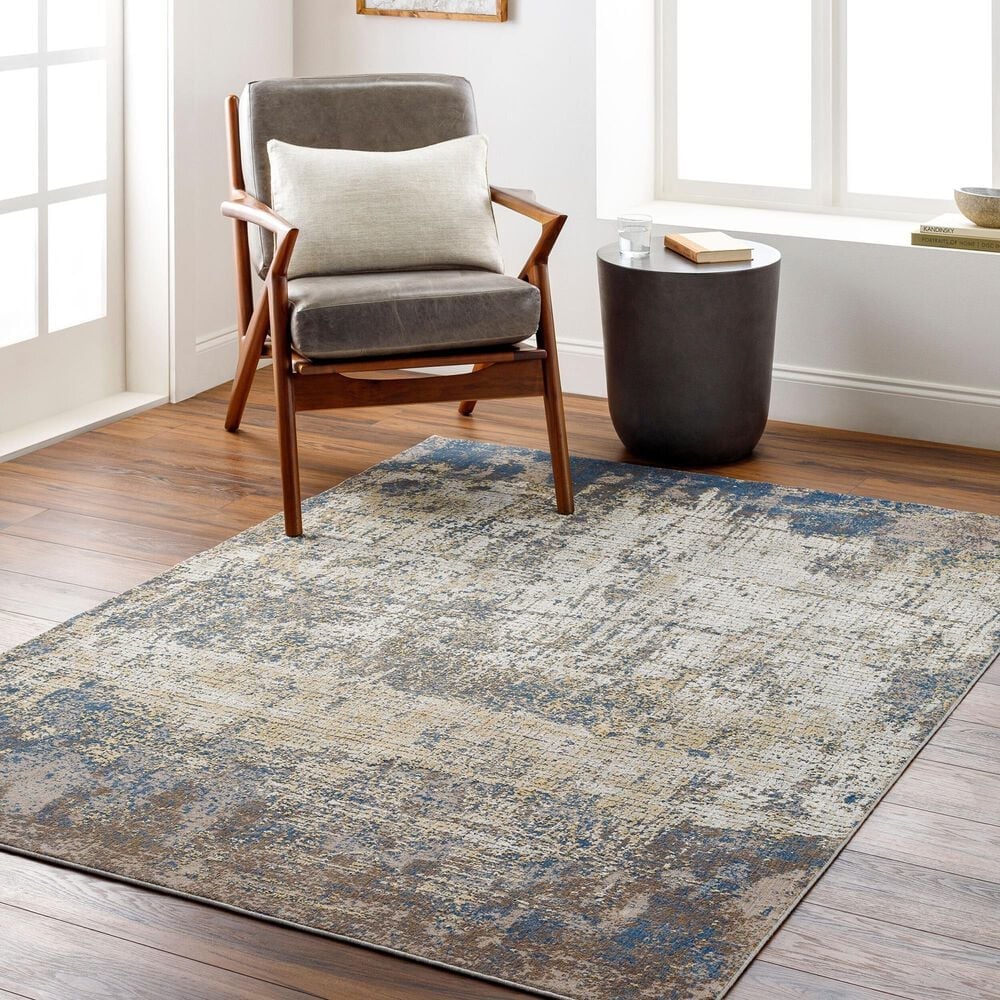 Surya Aisha 5&#39;3&quot; x 7&#39;3&quot; Light Blue, Medium Brown, Tan and Mustard Area Rug, , large