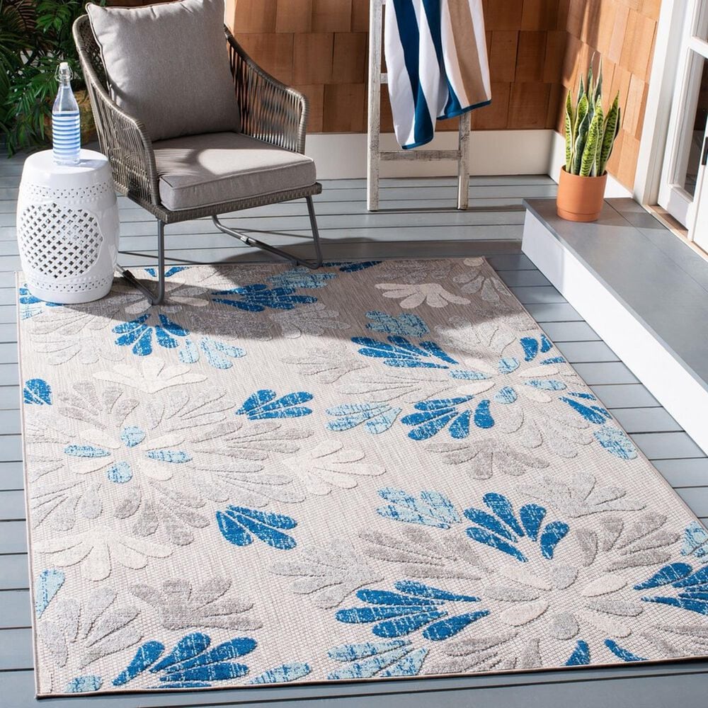 Safavieh Cabana CBN800F 5&#39;3&quot; x 7&#39;6&quot; Grey and Blue Indoor/Outdoor Area Performance Rug, , large