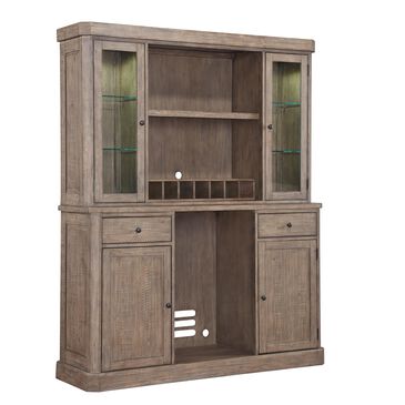Radius Bar Bar with Hutch in Distressed Chestnut, , large