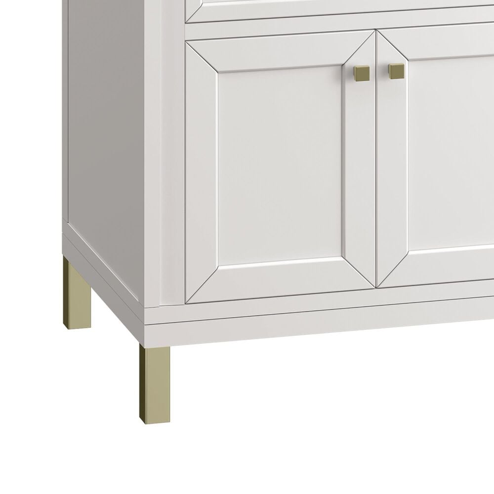 James Martin Vanities Chicago 30&quot; Single Bathroom Vanity in Glossy White with 3 cm Victorian Silver Quartz Top and Rectangular Sink, , large