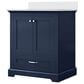 Lexora Home Dukes 30" Single Bathroom Vanity in Navy Blue with 2 cm White Cultured Marble Top and Rectangular Sink, , large