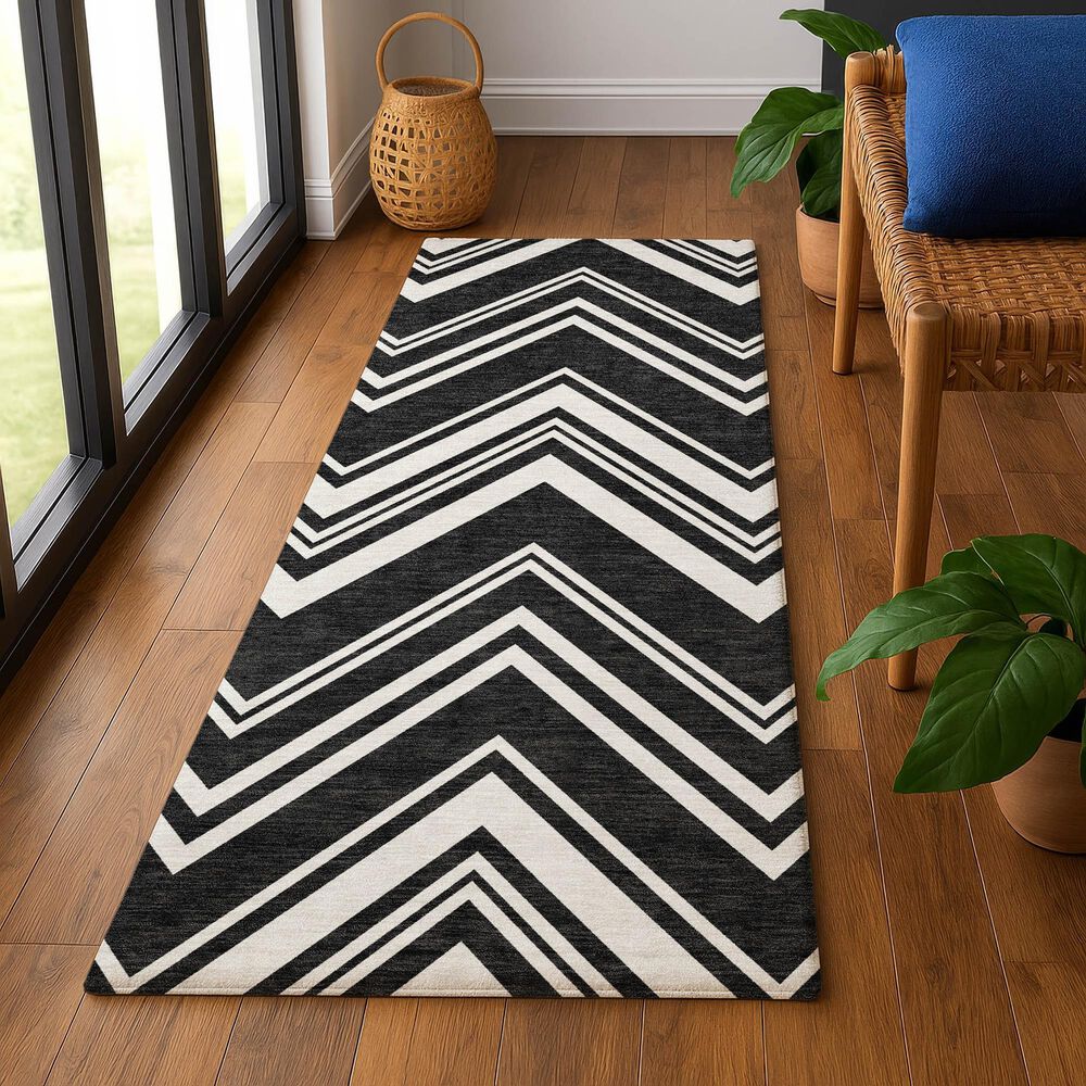 Dalyn Rug Company The Reserve TR17 Black 2&#39;3&quot; x 7&#39;6&quot; Indoor/Outdoor Runner, , large