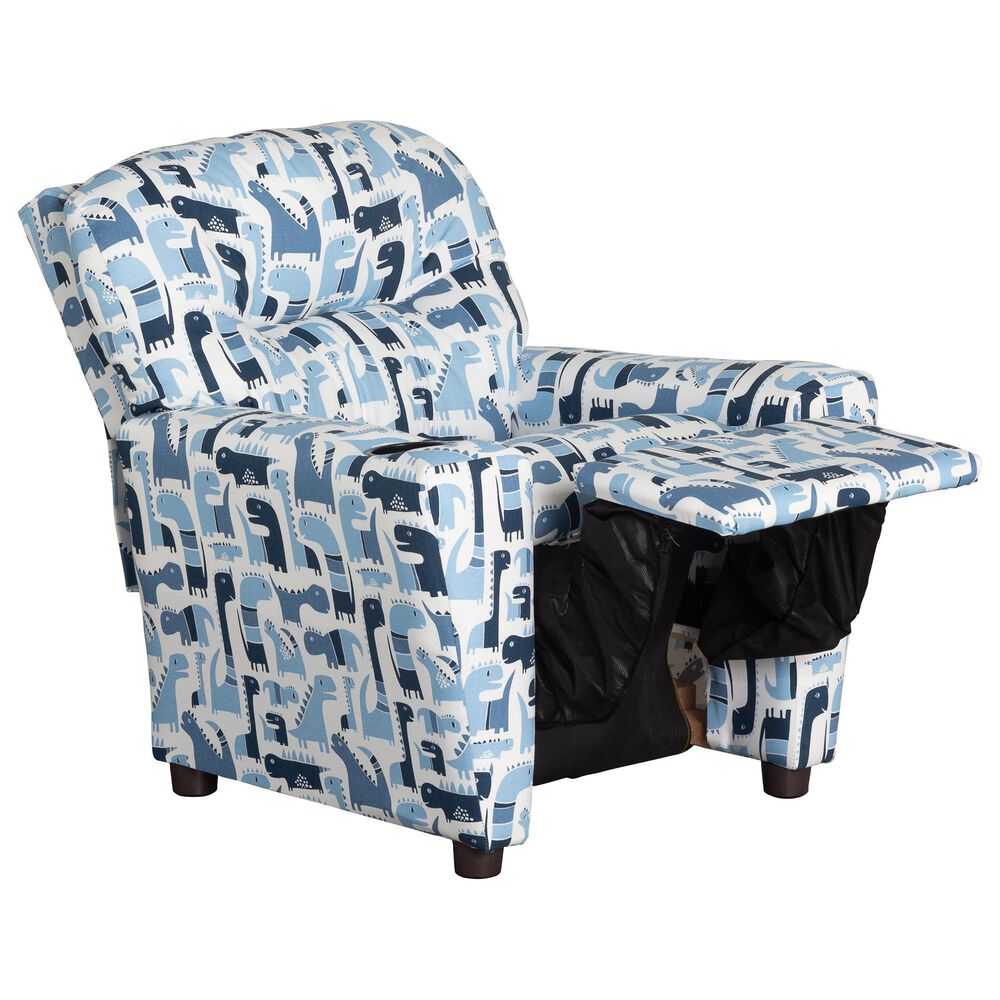 Brazil Tween Kids Recliner in Giant Life Sky Blue with Cupholder NFM