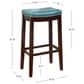 Linon Home Decor Claridge Bar Stool with Blue Cushion in Dark Brown, , large
