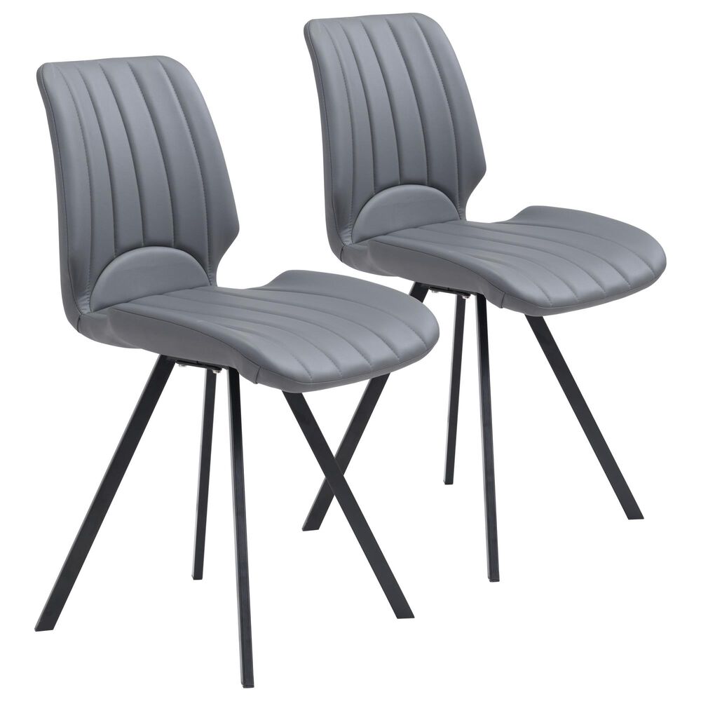 Zuo Modern Logan Dining Chair in Gray/Black (Set of 2), , large