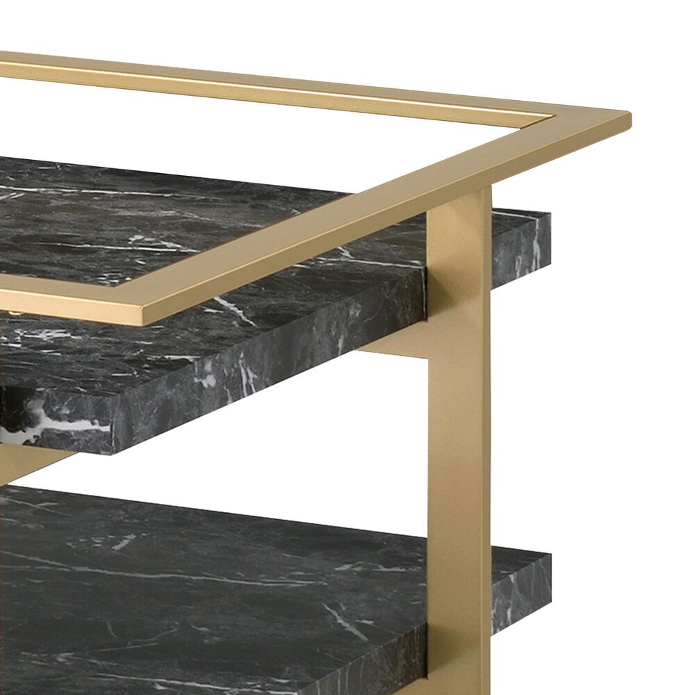 Furniture of America Magee Coffee Table Set in Black and Gold &#40;Set of 2&#41;, , large