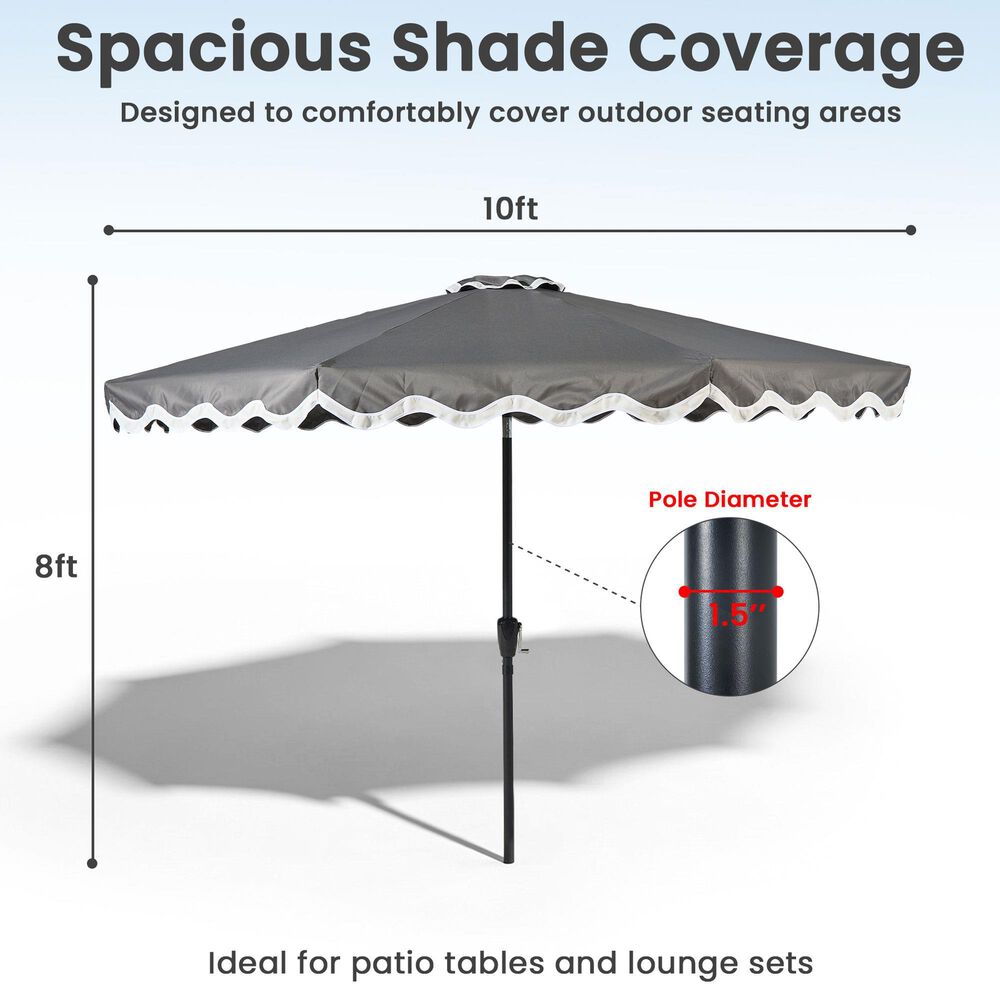 HOMLUX 10' Patio Umbrella with Lights in Dark Gray, , large
