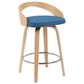 Armen Living Sonia Swivel Counter Height Stool with Blue Upholstery in Oak, , large