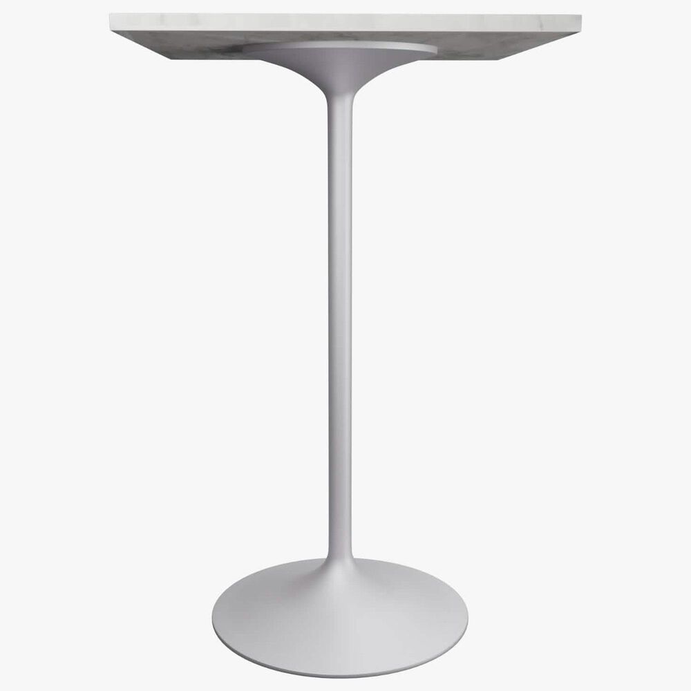Leisuremod LeisureMod Verve Collection Modern Bar Height Table White Base with 27 Square Marbleized White Laminated  Top, , large