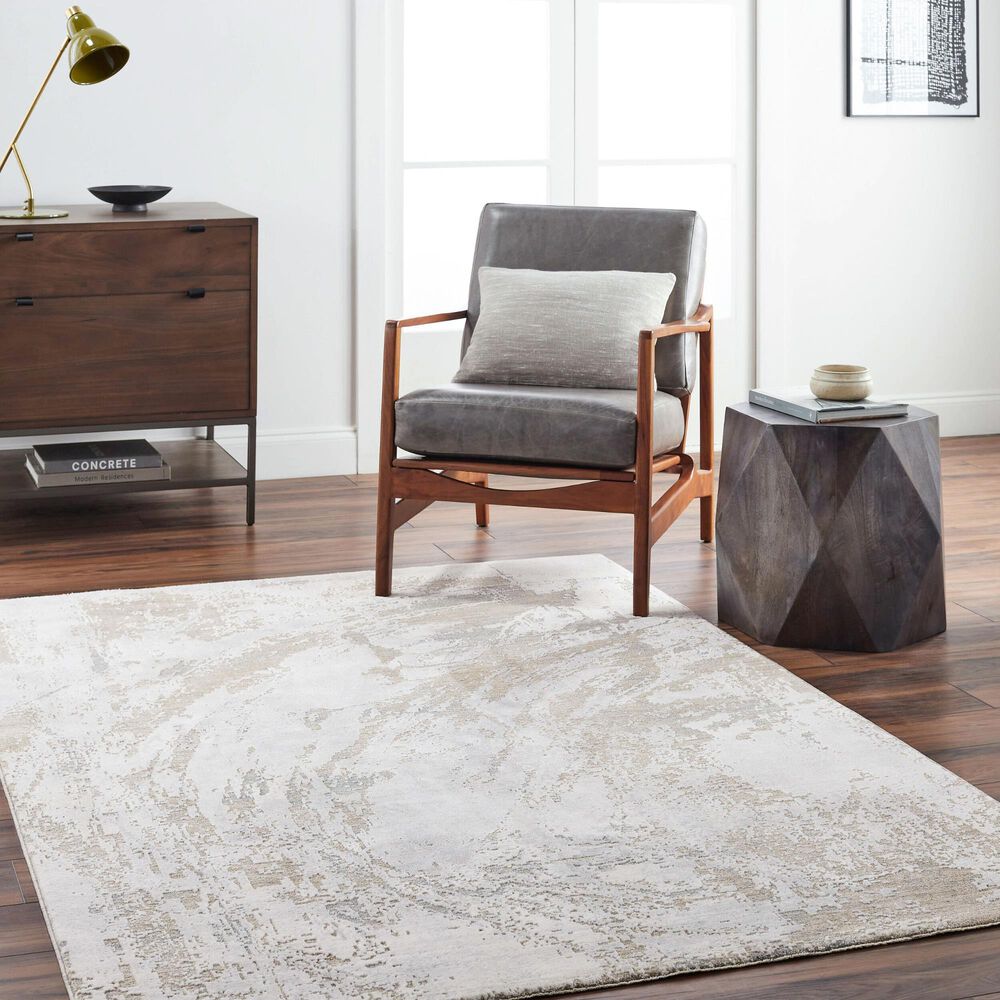Surya Brunswick Cream, Taupe, Tan, Light Slate, Blue and Gray 6'7" x 9'6" Area Rug, , large