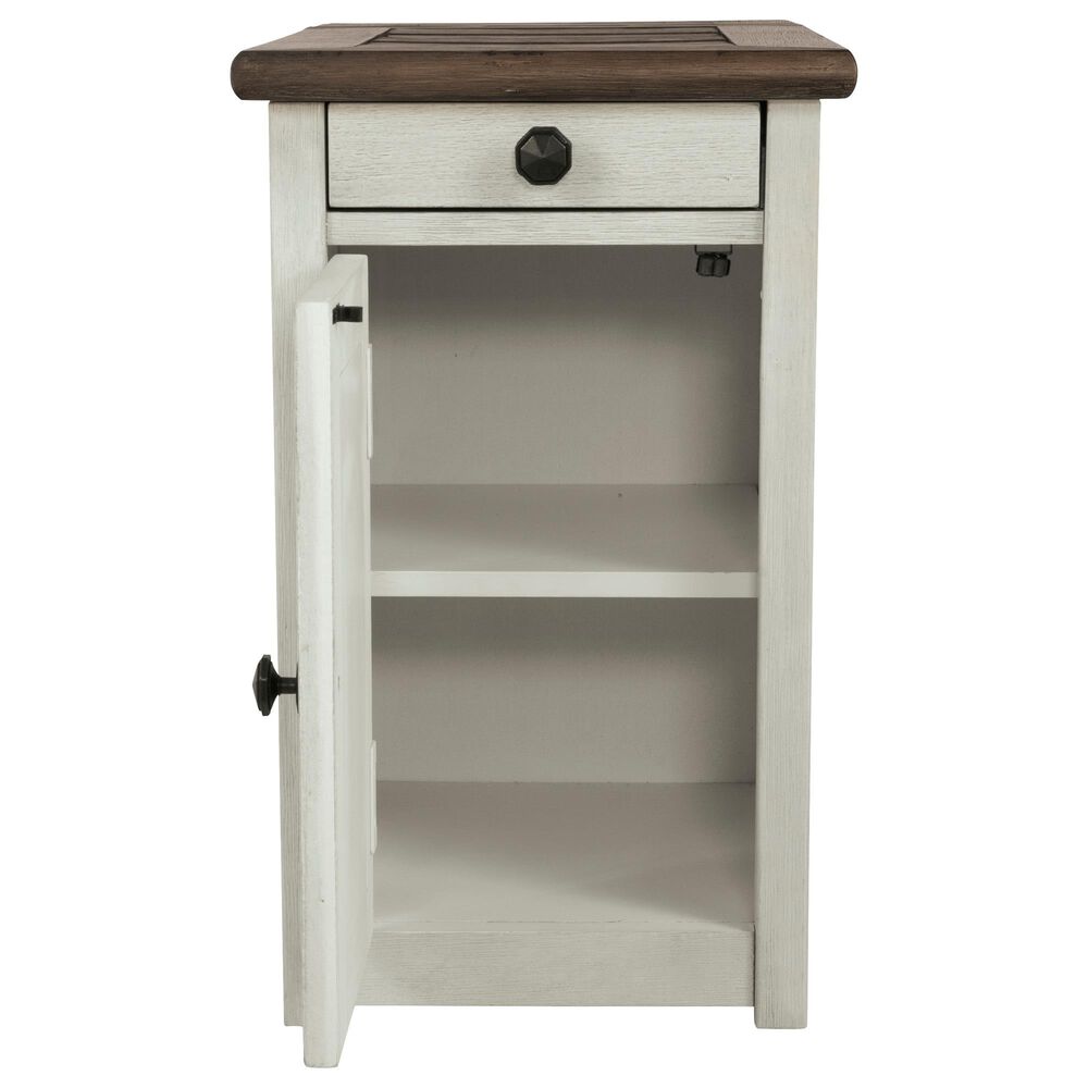 Ashley Bolanburg Chairside Table with USB in Weathered Oak and Antique White, , large