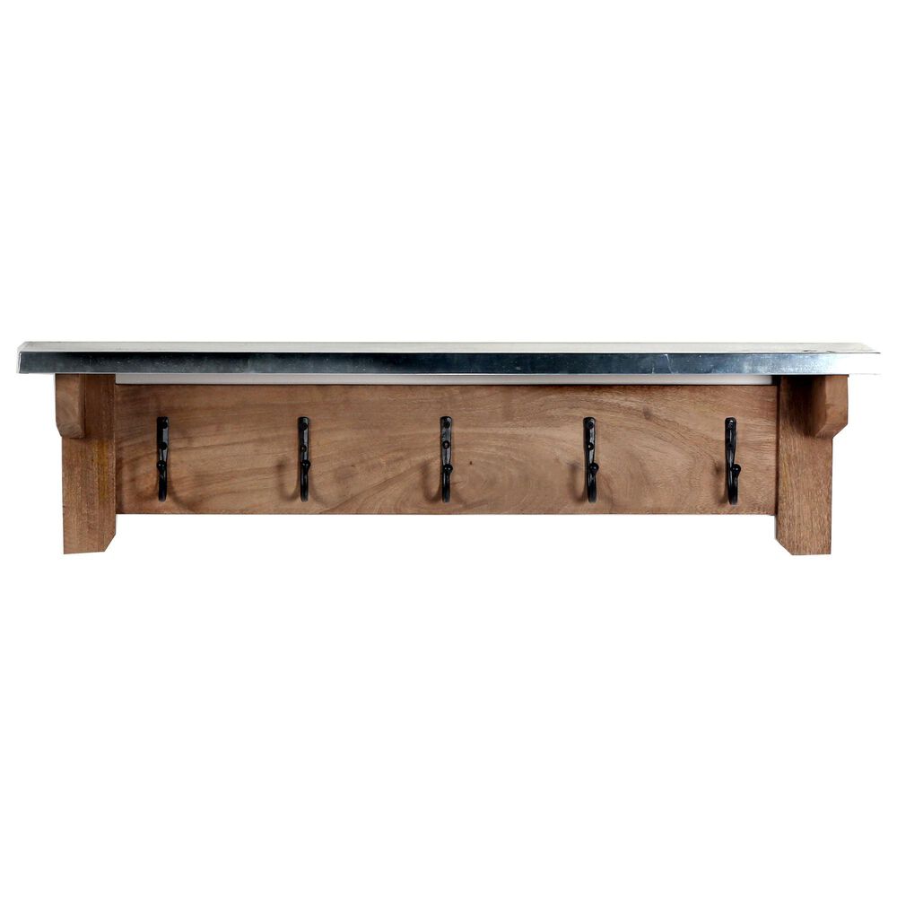 Bolton Furniture Millwork 40" Hook Shelf in Light Brown/Silver, , large