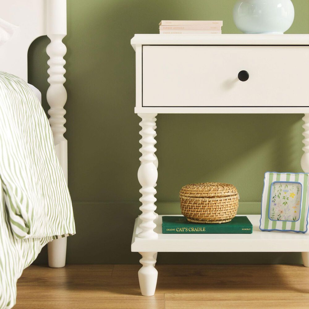 Walker Edison Vivienne 1-Drawer Nightstand in White, , large