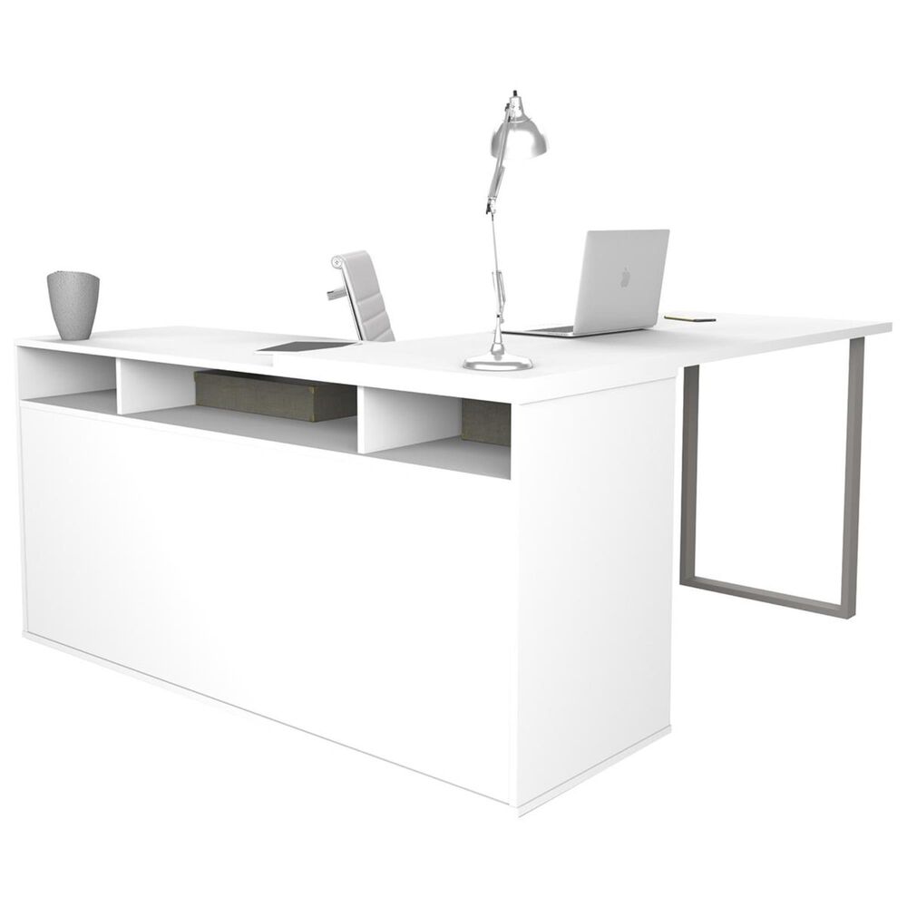 Bestar Solay LShaped Desk In White Nebraska Furniture Mart