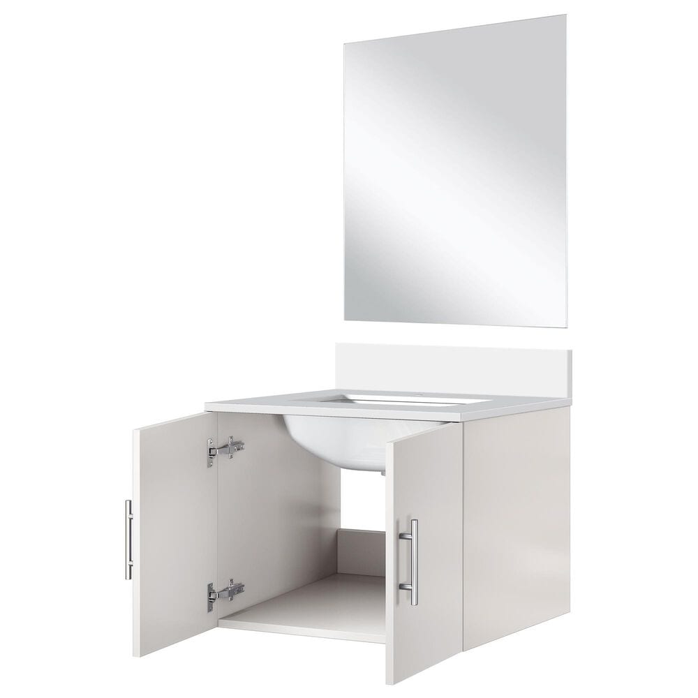 Lexora Home Geneva 24&quot; Single Bathroom Vanity in Navy Blue with 2 cm White Quartz Top, Rectangular Sink and 18&quot; Mirror, , large