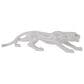 Maple and Jade Leopard Decorative Sculpture with Carved Faceted Diamond Exterior in Polished Silver, , large