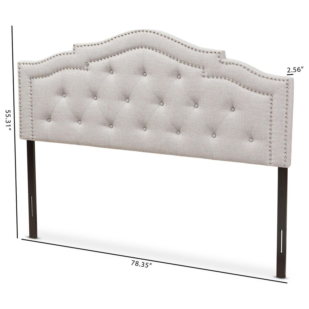Baxton Studio Edith King Upholstered Panel Headboard in Greyish Beige, , large