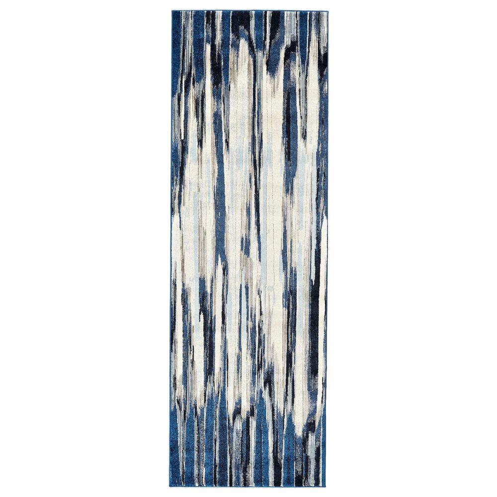 Feizy Rugs Milton 3468F 2'7" x 8' Inidgo Runner, , large