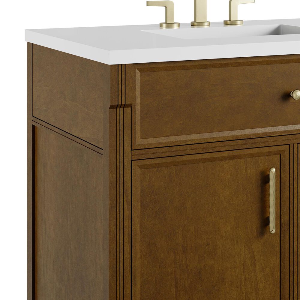 James Martin Bellshire 36" Single Bathroom Vanity in Honey Oak with 3 cm White Zeus Silestone Top and Rectangular Sink, , large