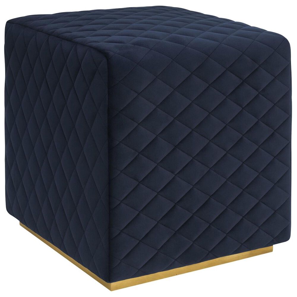 Tov Furniture Kent Velvet Ottoman in Navy