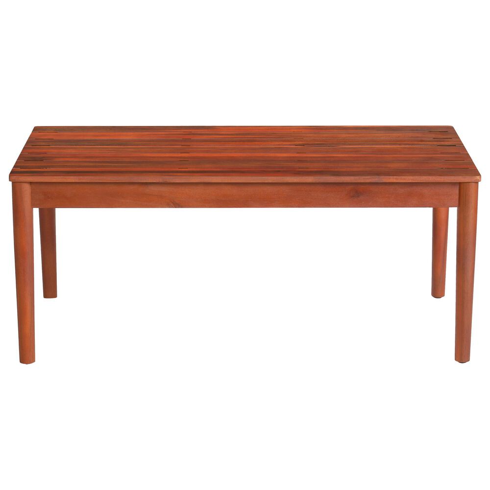 Hearth and Haven Bryan Outdoor Slatted Wood Coffee Table in Mahogany, , large
