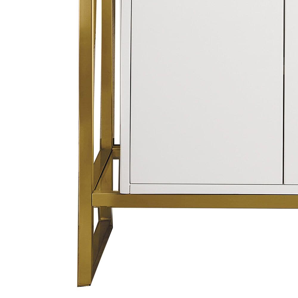 James Martin Vanities Boston 31.5&quot; Single White Door Bathroom Vanity in Radiant Gold with 3 cm White Glossy Resin Countertop and Rectangular Sink, , large