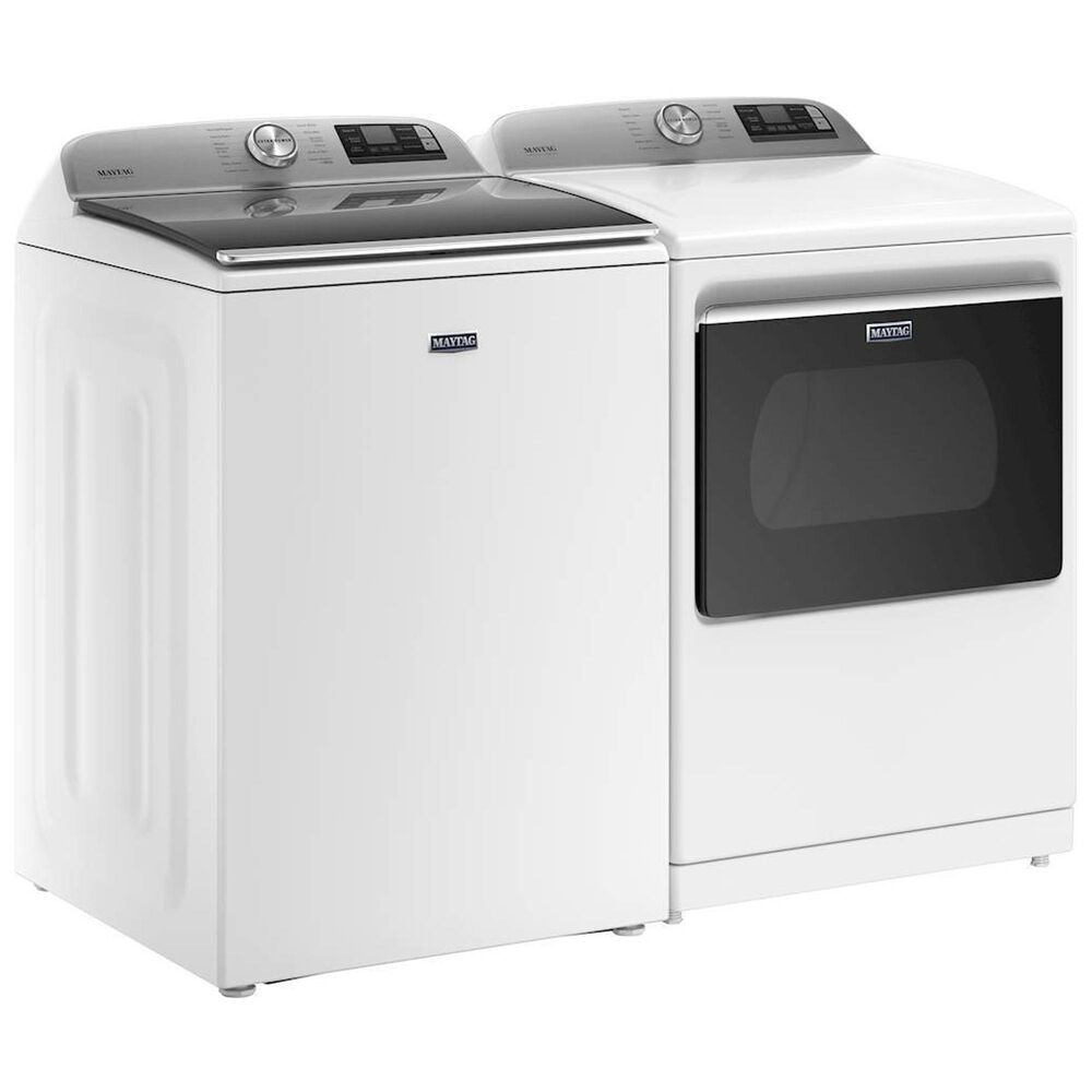 Maytag 5.3 Cu. Ft. Top Load Washer and 7.4 Cu. Ft. Electric Dryer Laundry Pair in White, , large