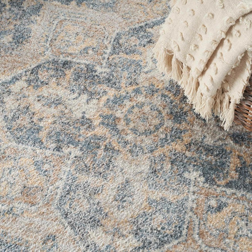 Nourison Astra Machine Washable 9&#39; x 12&#39; Grey and Blue Area Rug, , large